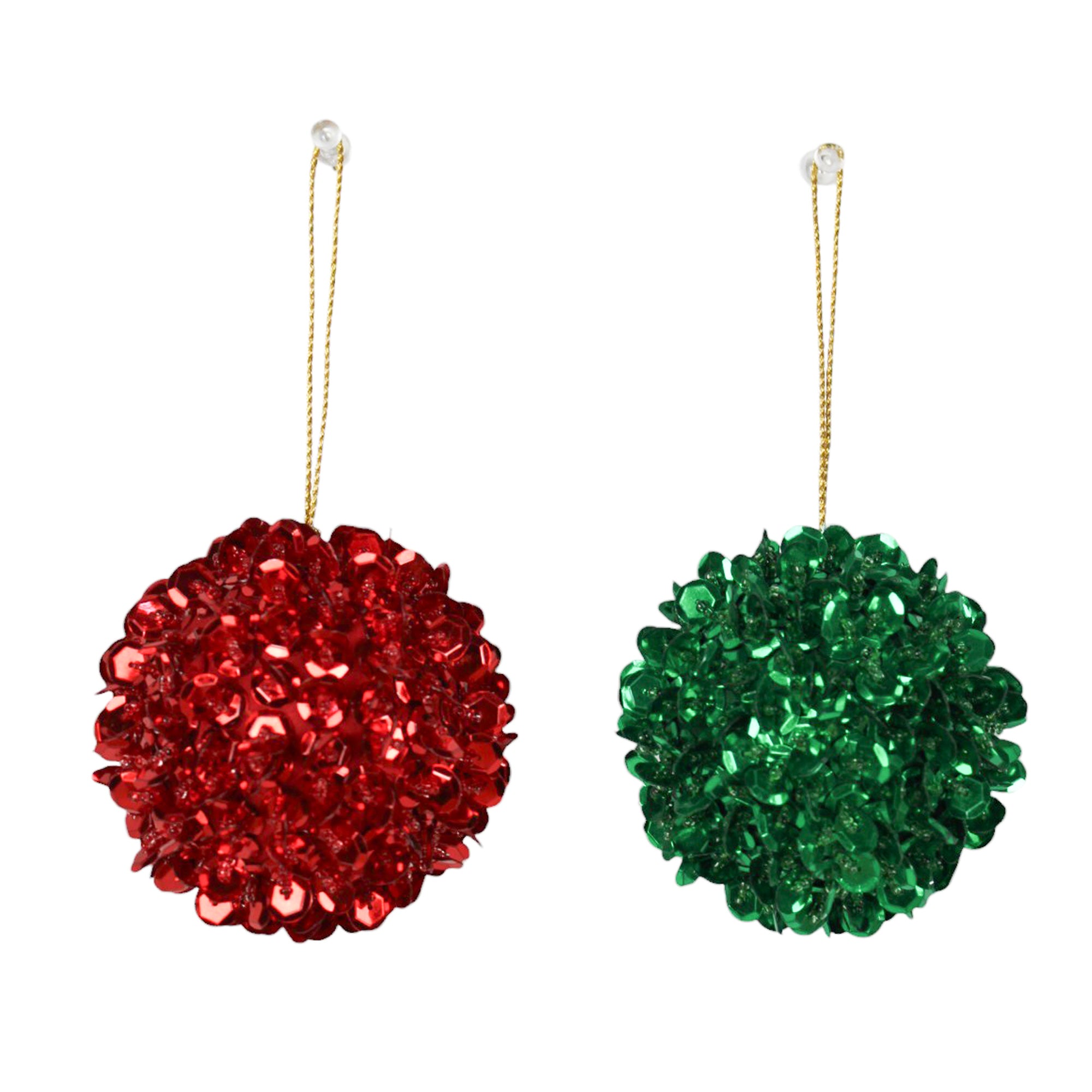 Set of 2 Christmas Tree Hanging Sequin Balls